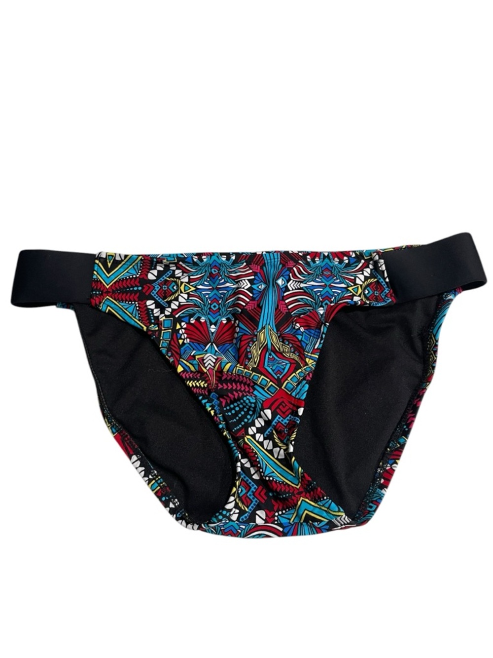 NWT Mossimo Multicolor Geometric Print Bikini Bottom SZ L Black Blue Red